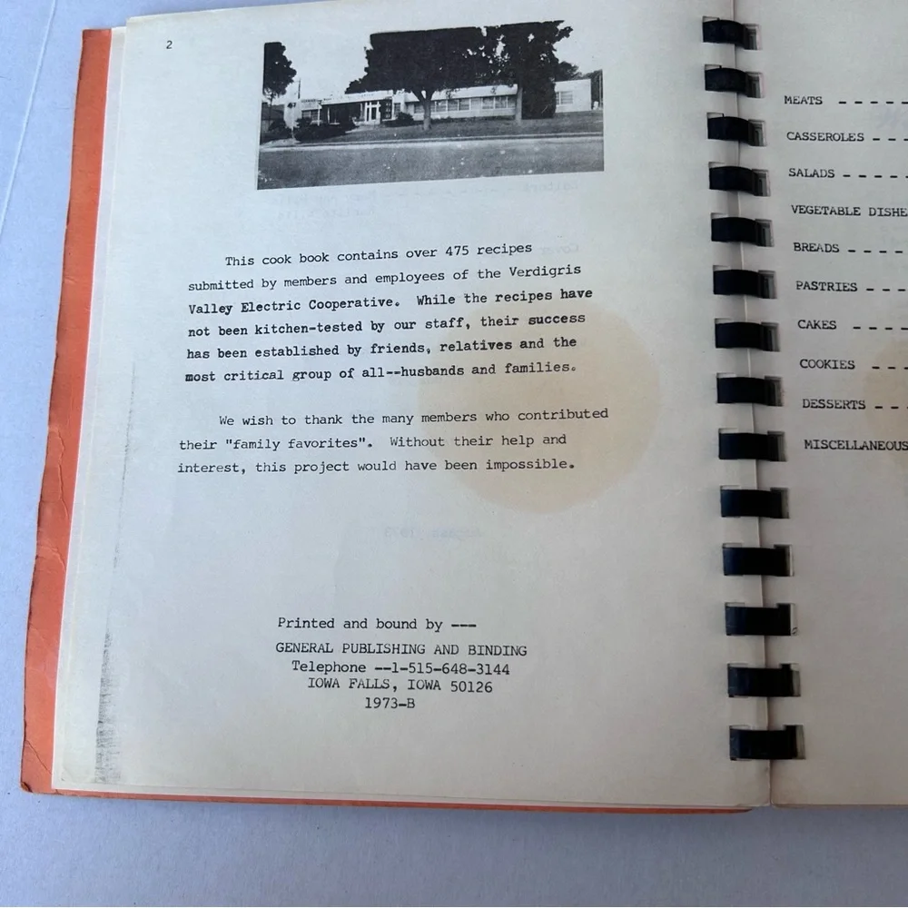 The Servin’ Spoon Verdigris Valley Electric Cooperative Cookbook 1973 Vintage